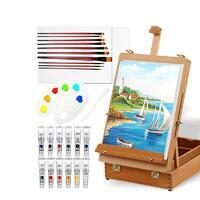 Без бренда «Набор подарочный «Две картинки» 27 предметов: этюдник 35 см из бука, краски акрил 12x12 мл, 2 холста 22x30 на мдф, 10 кистей, мастихин, палитра» в Сургуте в интернет-магазине Без бренда «Набор подарочный «Две картинки» 27 предметов: этюдник 35 см из бука, краски акрил 12x12 мл, 2 холста 22x30 на мдф, 10 кистей, мастихин, палитра» в Сургуте