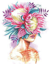 Без бренда «Портрет девушка с оригинальными цветами на голове» в Сургуте