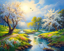 Цветущие берега лесной реки