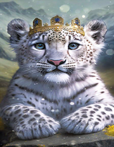 Маленький снежный барс с короной