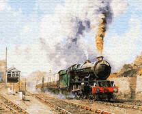 Паровой тепловоз и вагоны