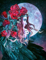 Без бренда «Девушка с розами в волосах на фоне луны» в Сургуте в интернет-магазине Без бренда «Девушка с розами в волосах на фоне луны» в Сургуте