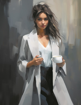 Красивая девушка с чашечкой кофе