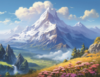 Красивый вид на долину и гору