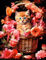 Без бренда «Рыжий котенок в корзине с цветами» в Сургуте в интернет-магазине  Без бренда «Рыжий котенок в корзине с цветами» в Сургуте