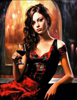 Без бренда «Обворожительная брюнетка с бокалом красного вина» в Сургуте