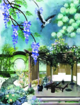 Без бренда «Сад с беседкой, цветами и птицей» в Сургуте в интернет-магазине  Без бренда «Сад с беседкой, цветами и птицей» в Сургуте