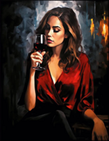 Без бренда «Девушка в красном платье с бокалом вина» в Сургуте